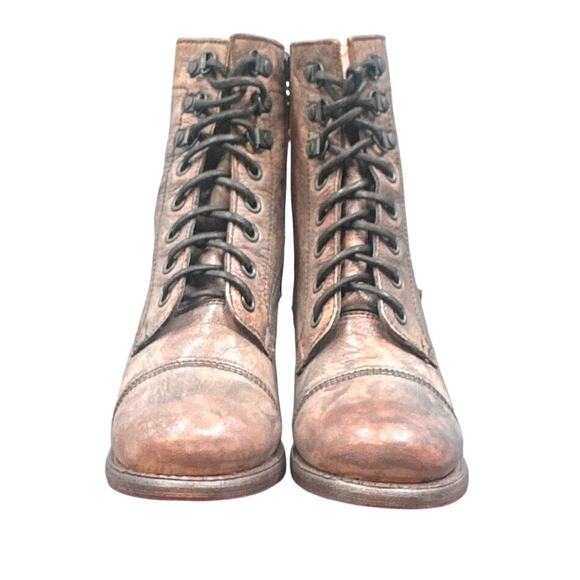 Bed Stu Judgement Combat Boots 6 Cobbler Pinkish Brown Granny Western Grunge USA - Picture 8 of 16
